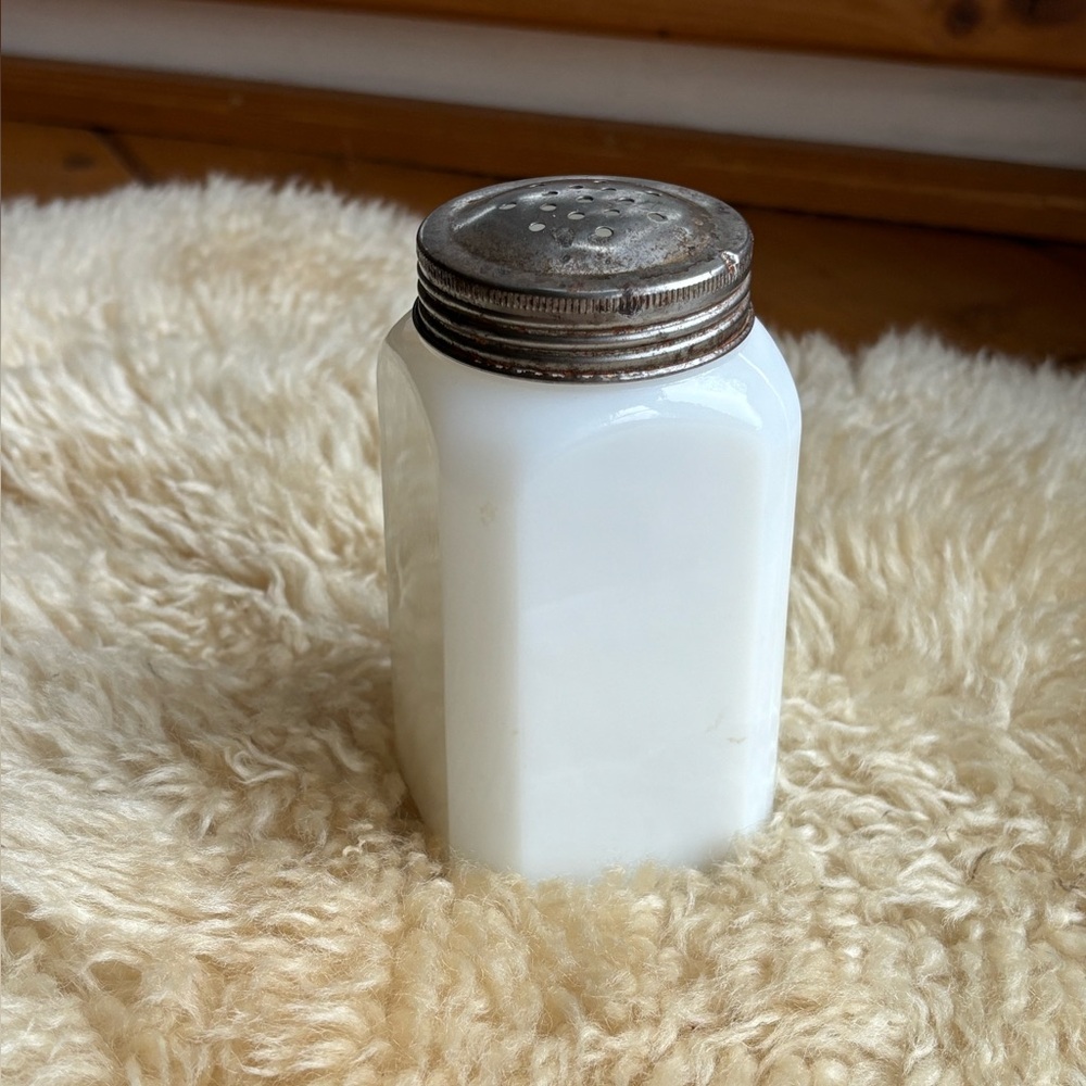 Antique Milk Glass Spice Jar